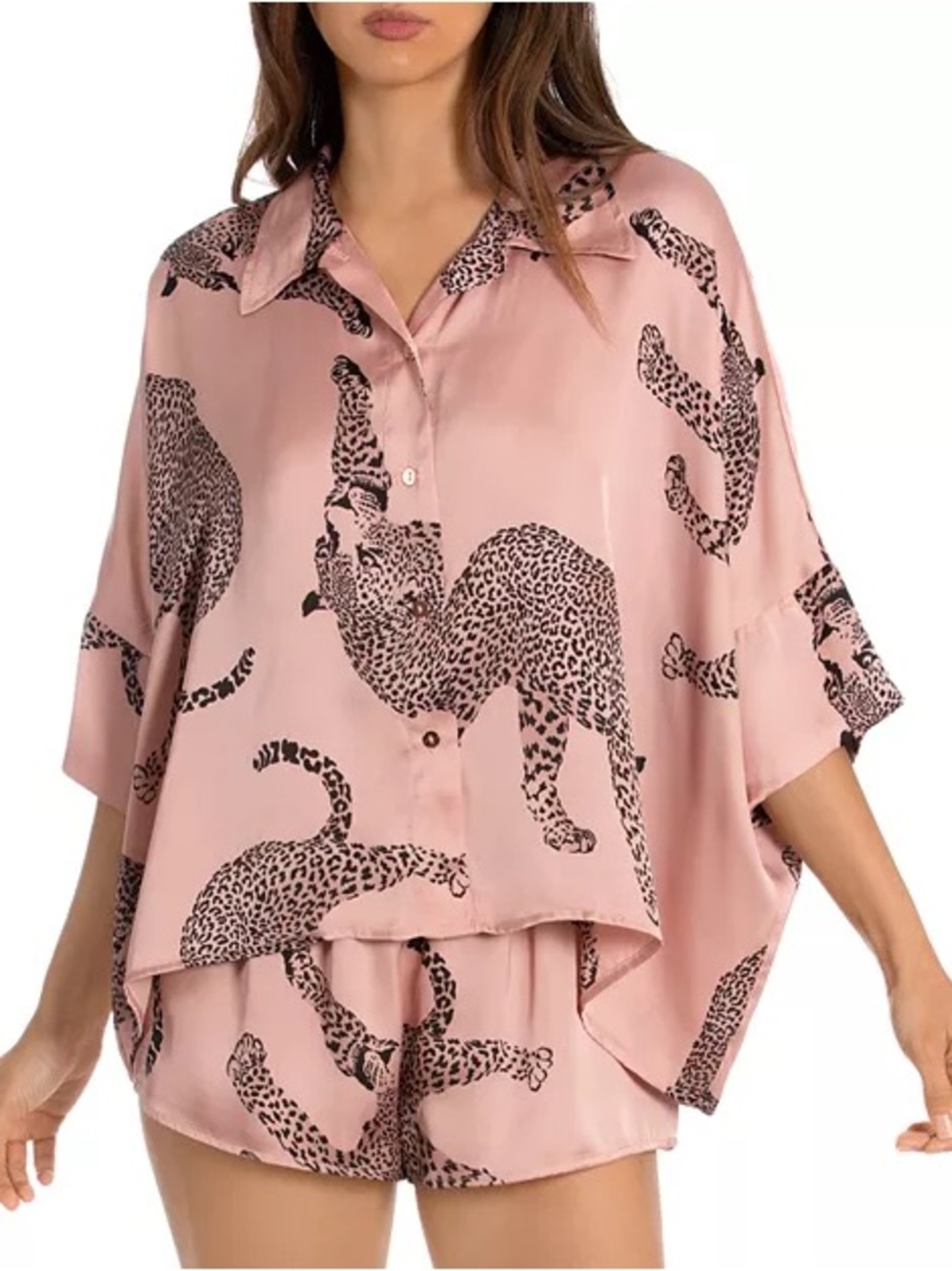Midnight Bakery Cheetah Pajama Short Set, Size M